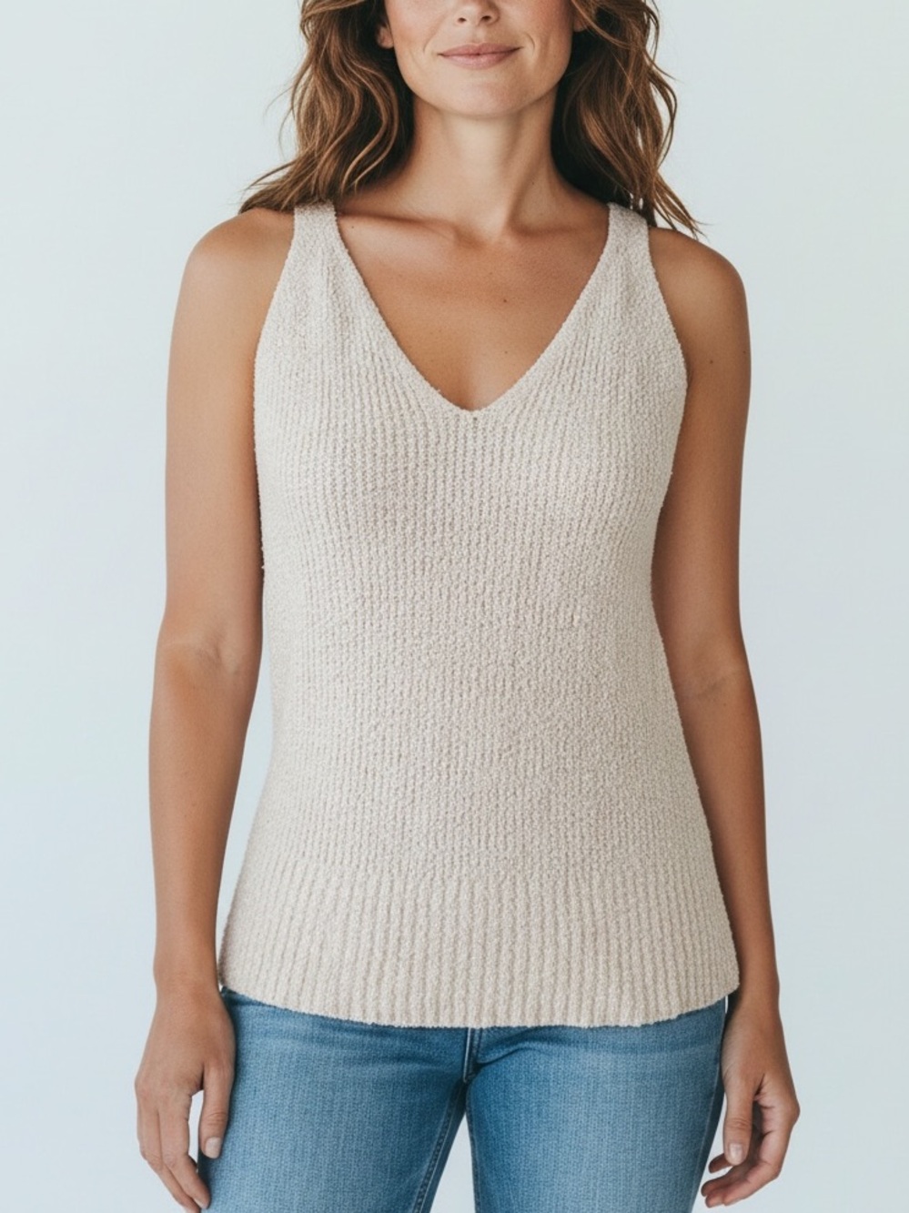 Joie Women’s Cream Ribbed Knit Sweater Tank Top Medium